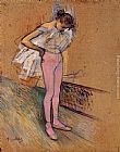 Henri De Toulouse-lautrec Famous Paintings - Dancer Adjusting Her Tights